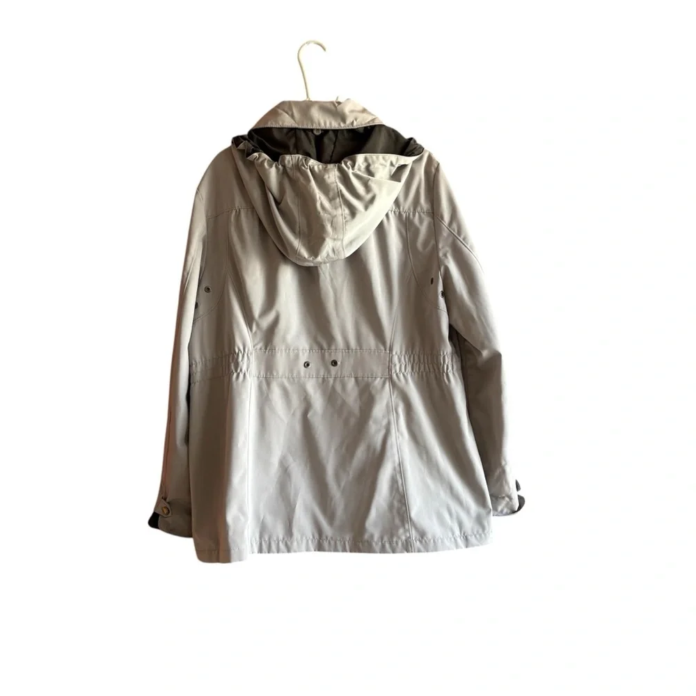 JONES NEW YORK TRENCH HOODED FULLY LINED GRAY COAT SIZE XL